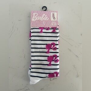 Mattel Barbie Striped Crew Socks, Unisex, Size 9-13- NWT